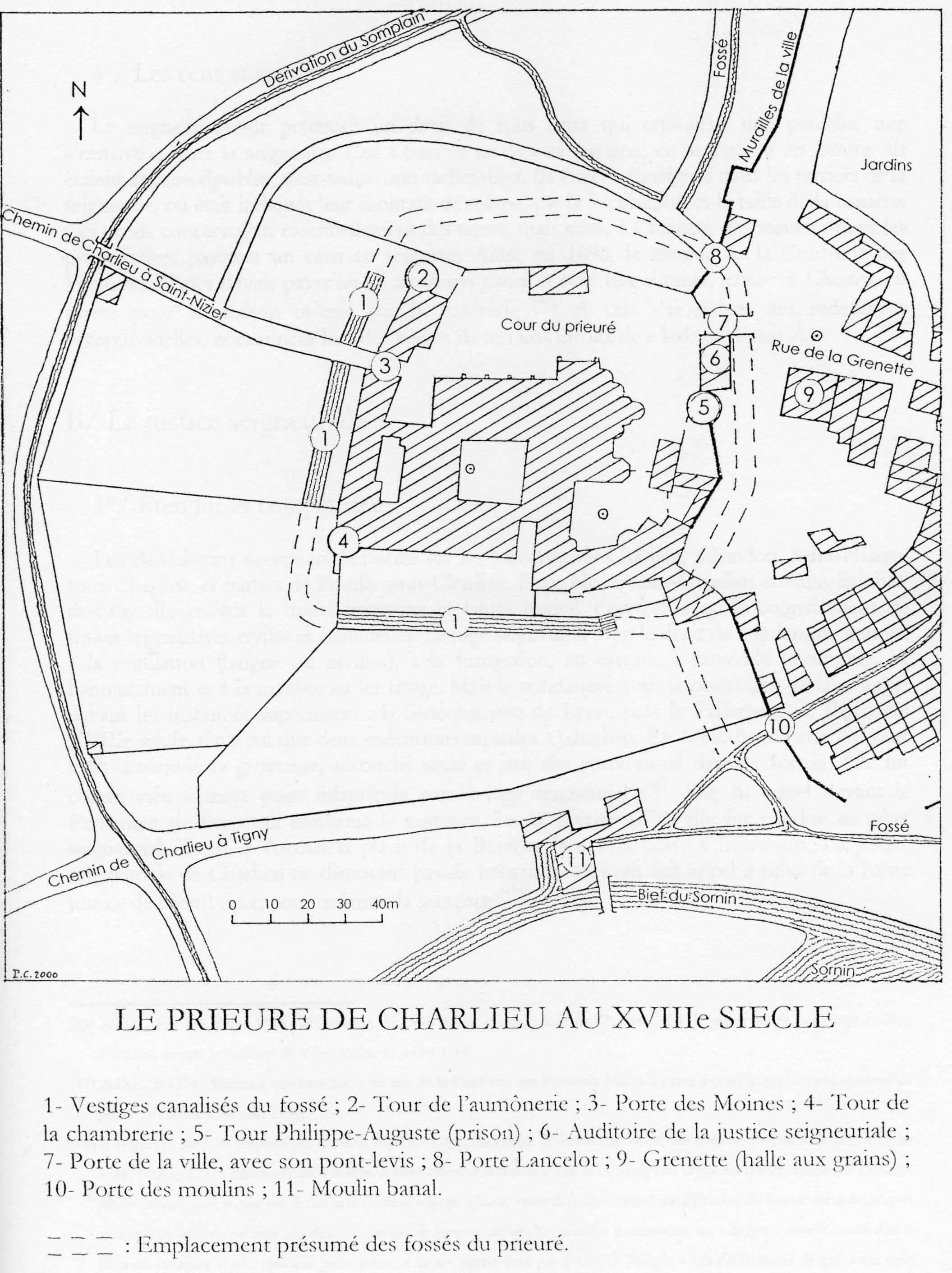 Carte du prieuré de Charlieu, par Paul Chopelin - cliquez pour voir en grand