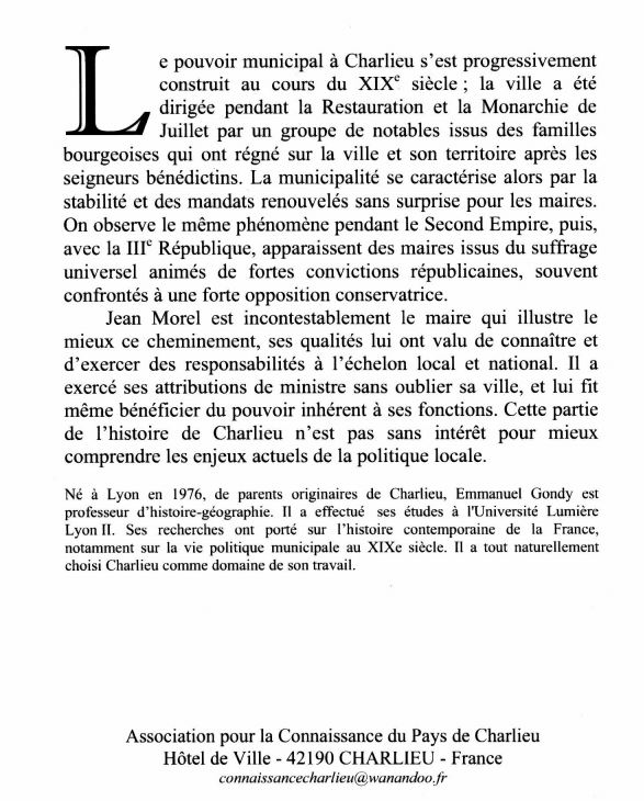 Les maires et la vie politique à Charlieu, par Emmanuel Gondy